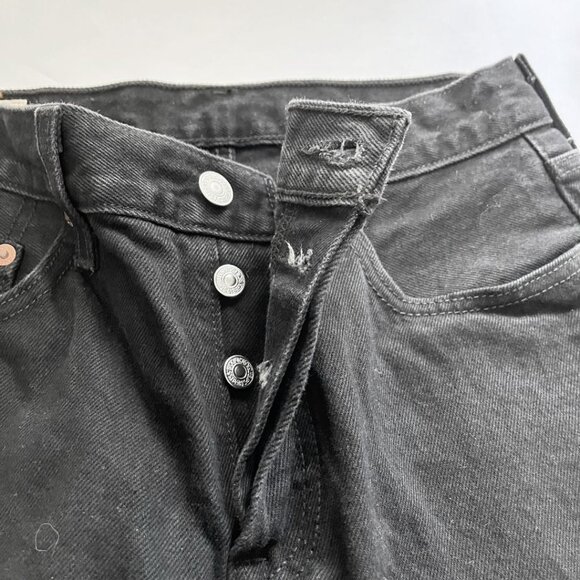 LEVI'S 501 90" STRAIGHT LEG HIGH RISE DENIM JEANS IN BLACK - 27 - Picture 6 of 7